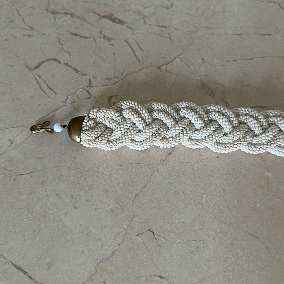 Vtg white micro bead braid choker vintage - Picture 6 of 8